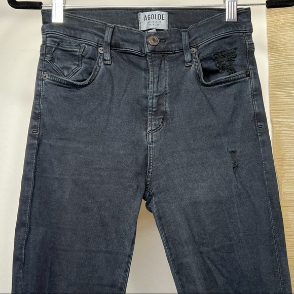 AGOLDE Sophie High Rise Distressed Skinny Jeans in Ruthless - Picture 4 of 8